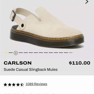 Dr. Martens Carlson Suede Slingback Mules in Light Beige